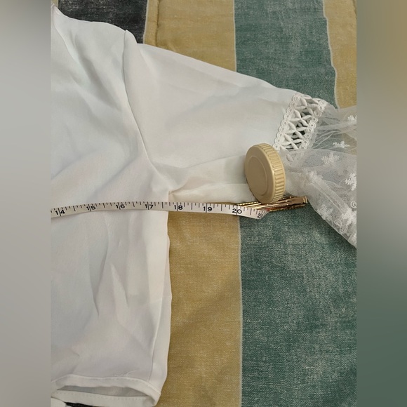 New no tag White Lace Trim Kimono Cardigan, Chiffon, Shawl Cover-up, - Picture 10 of 12